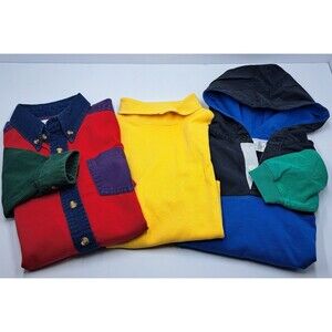 Vintage Lord & Taylor Kids Small Colorblock Lot Button Down Hoodie Turtleneck